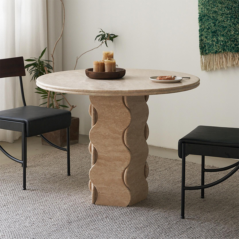 マーブルトップラウンドセンターテーブル