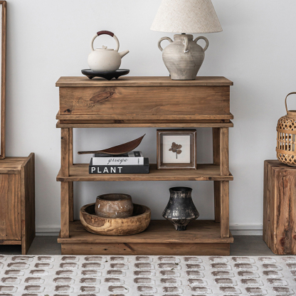 オールドパイン材 オープンシェルフ | アンティークな風合いと耐久性を