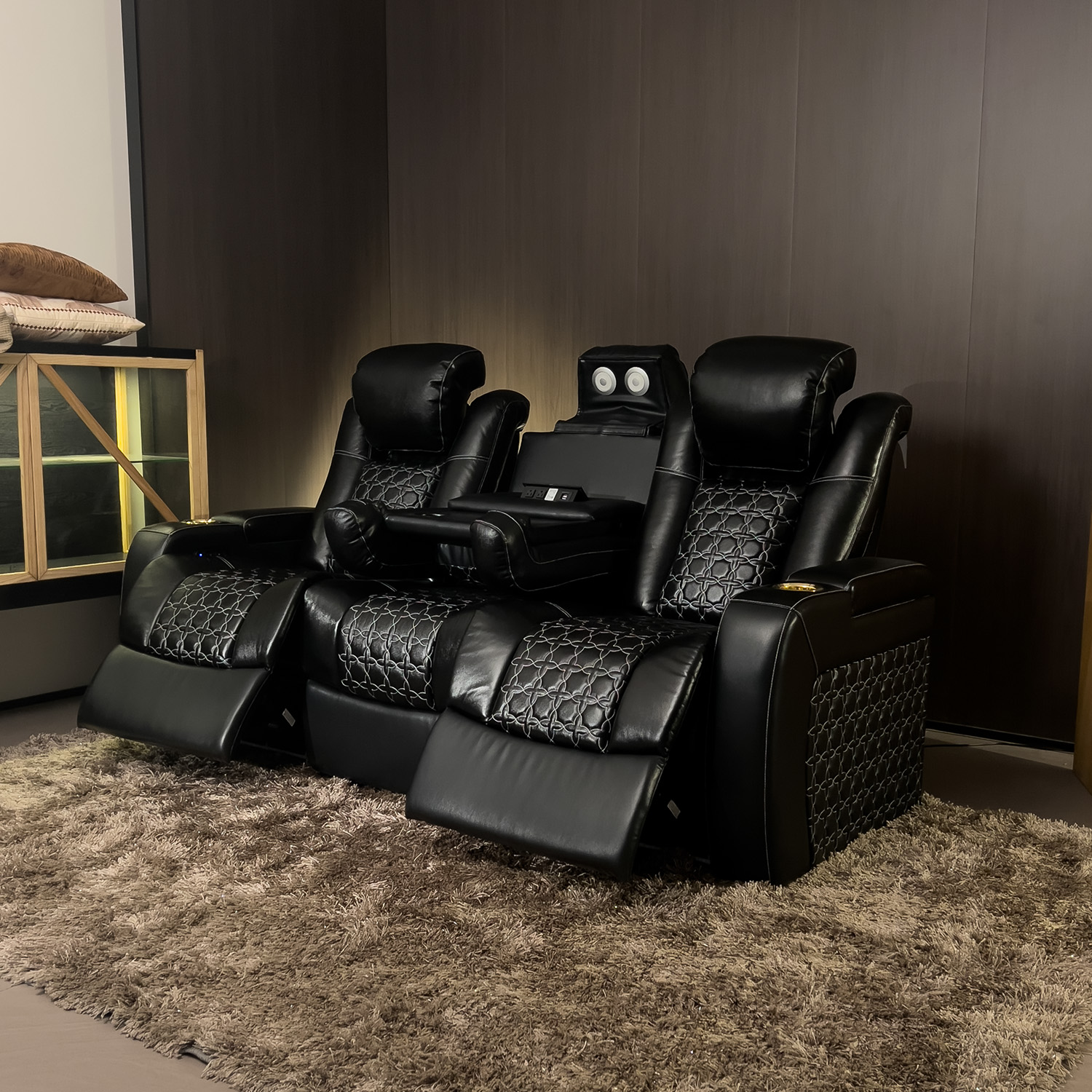 電動リクライニングソファ ブラック 140度 2人用電動リクライニングソファ(グラッゼ BK) <N>(2人用ｿﾌｧ 5Y