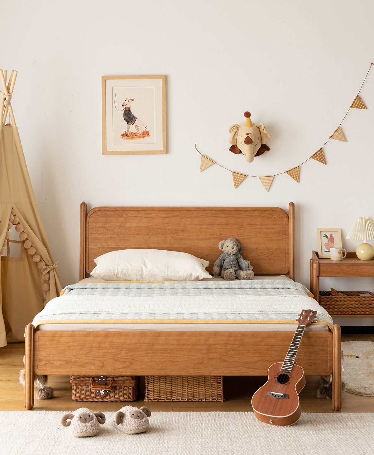 Woody Prime Cherry キッズ用木製シンプルベッド – CAGUUU