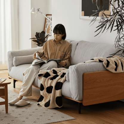 Woody Prime Cherry ウッドフレームパイルクッションソファ【カスタマイズ可】