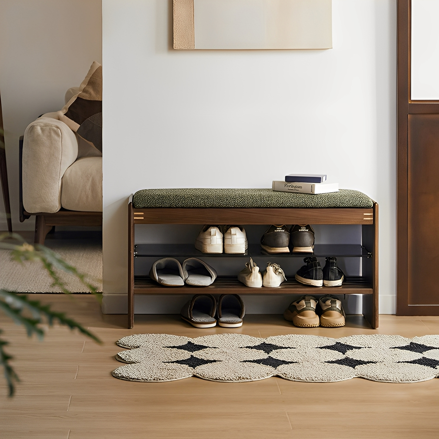 Woody Prime Walnut ウォールナット材 天然木玄関シューズラック