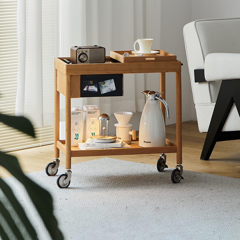 キャスター付きコンパクトウッドサイドワゴン | 移動も楽々 多用途で