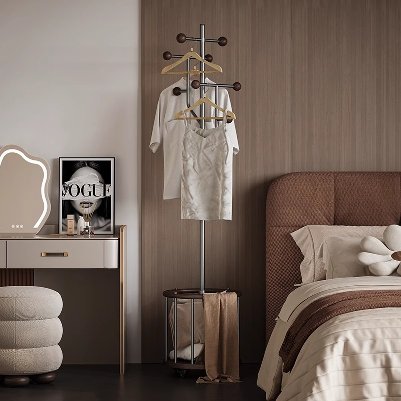 バスケット付きハンガーラック