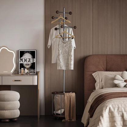 バスケット付きハンガーラック