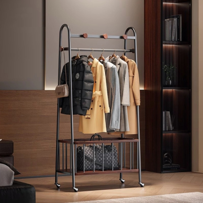 ウォールナット収納付きコートラック