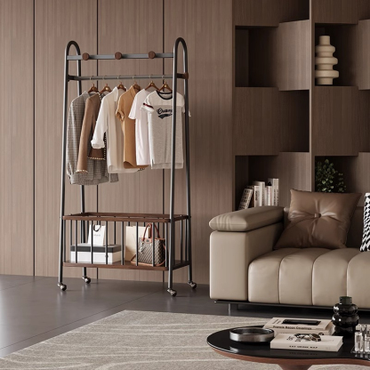 ウォールナット収納付きコートラック