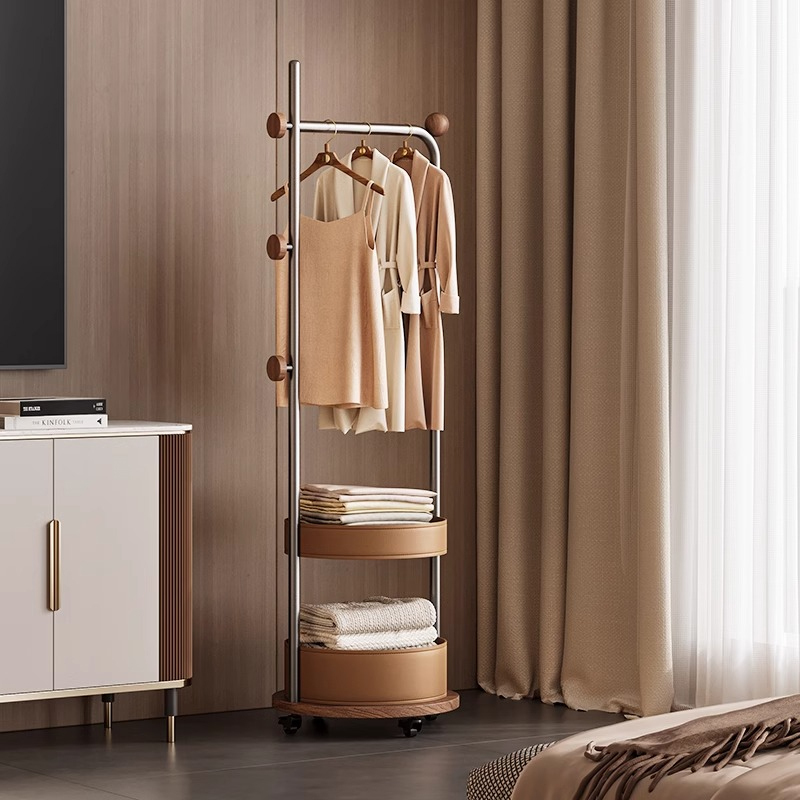 モダンウォールナット収納付きコートラック