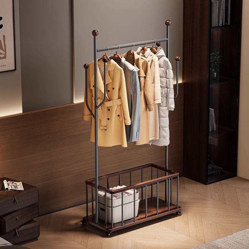 バスケット付きハンガーラック