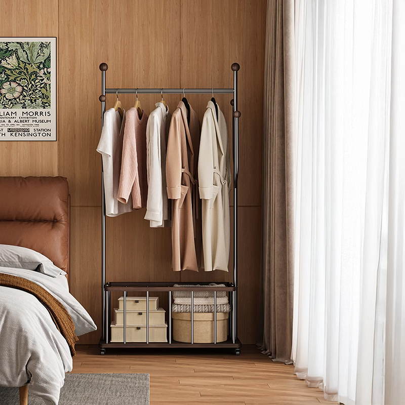 バスケット付きハンガーラック