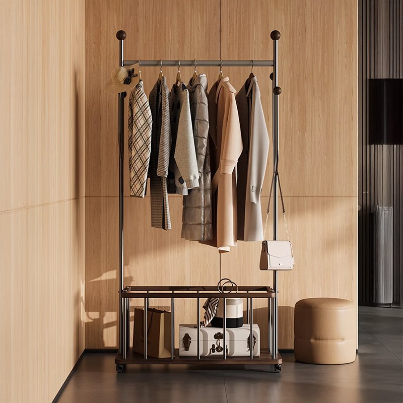 バスケット付きハンガーラック