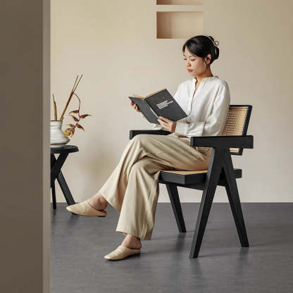 Woody Aura天然木ラタン調ダイニングチェア | 高級ホワイトアッシュ材