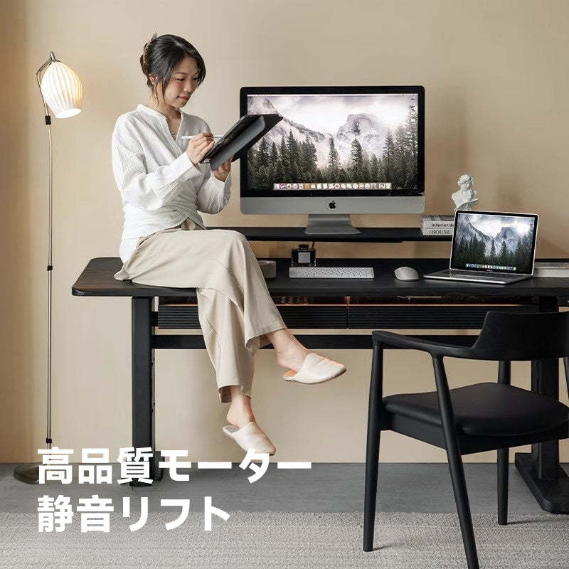 ホワイトアッシュ材 電動昇降デスク