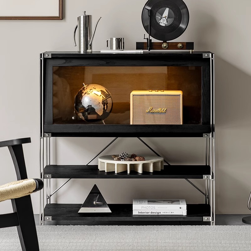 Woody Auraステンレスフレームキャビネット | 高級木材とステンレスの