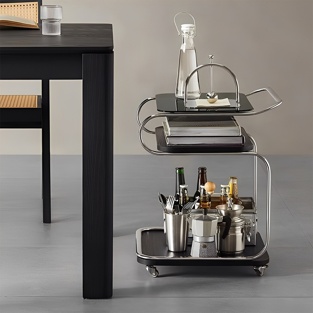 Woody Aura移動式ガラステーブル – CAGUUU