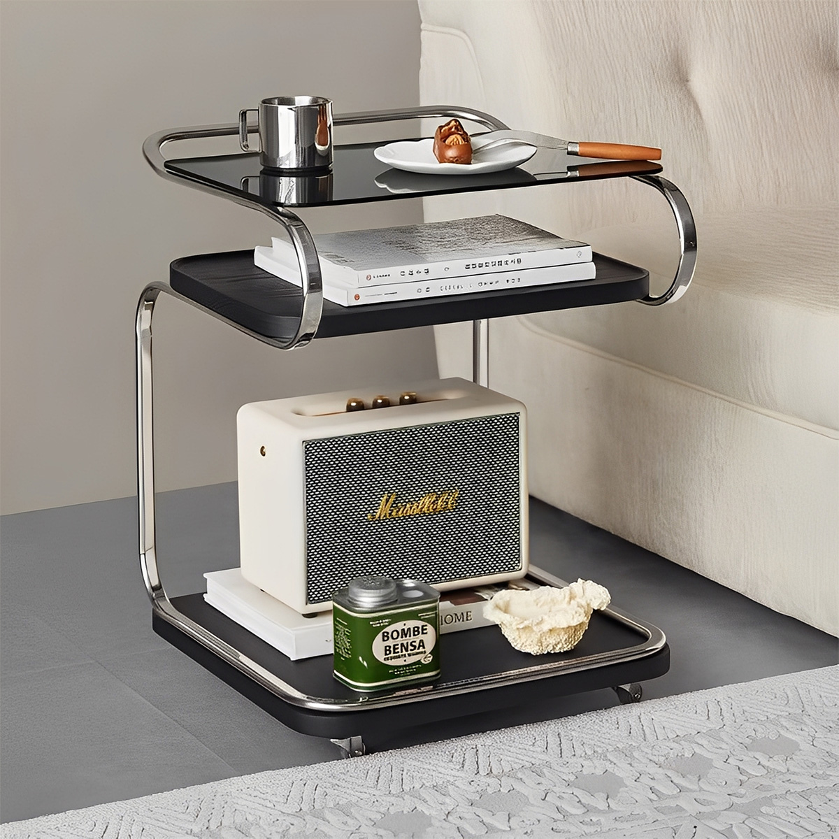 3段 ガラステーブル　サイドテーブル　ワゴン　キャスター　おまけ付き 3段 ガラステーブル サイドテーブル ワゴン キャスター おまけ付き 机