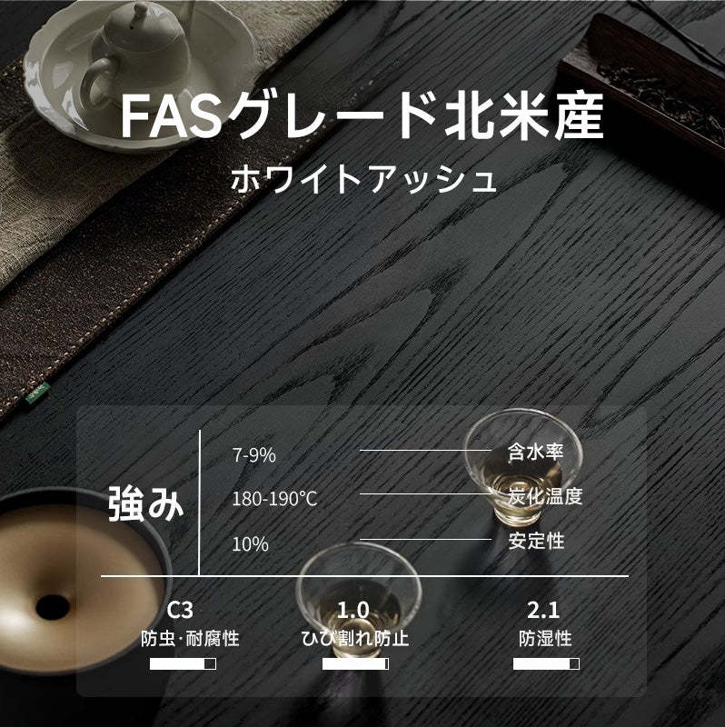 ホワイトアッシュ材 可動式サイドワゴン