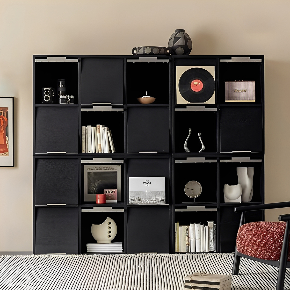 Woody Auraブラックマルチキャビネット