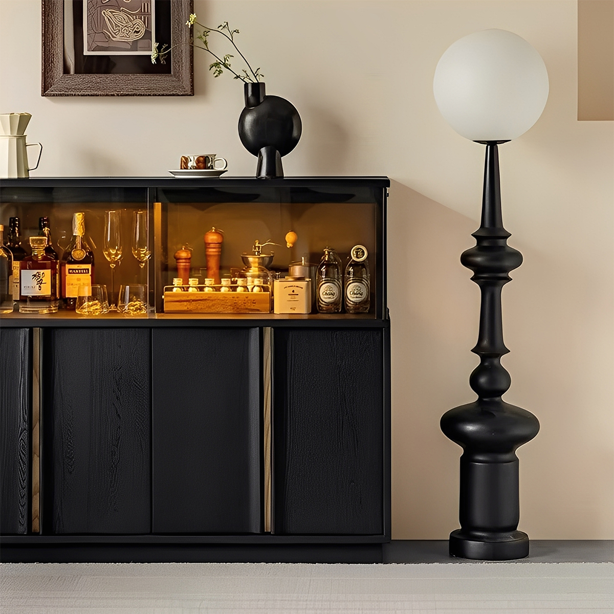 お洒落なサイドボード Woody Aura天然木ツートンカラーサイドボード | 高級感と収納力