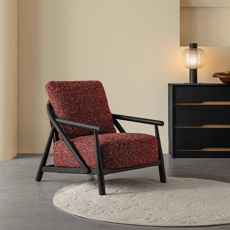 Woody Auraモダン風ファブリックソファチェア