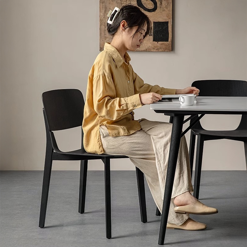 Woody Auraホワイトオーク材 モダンナチュラルダイニングチェア