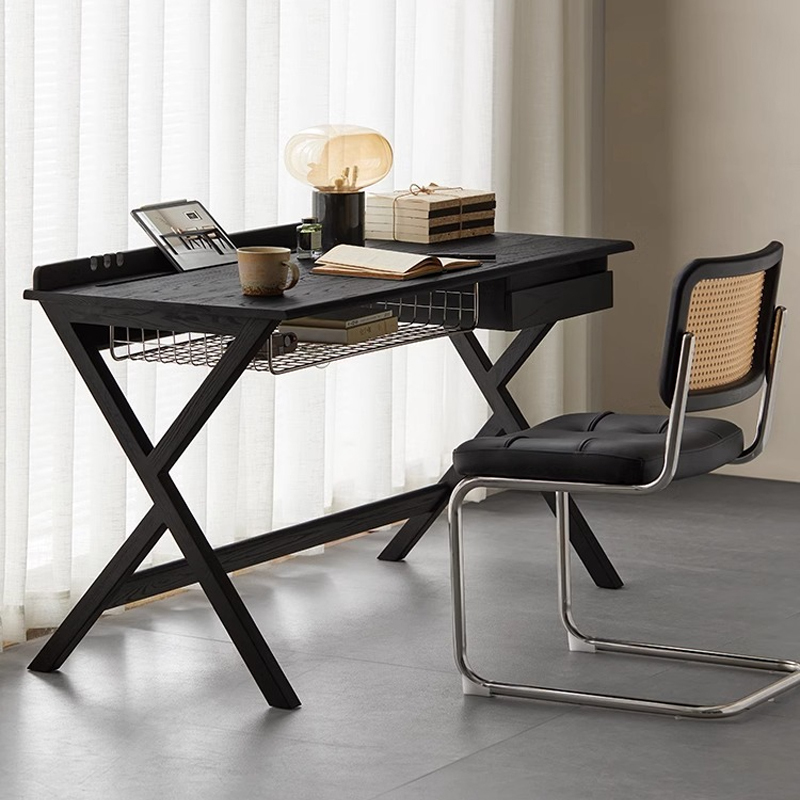 Woody Auraモダンブラックワーキングデスク