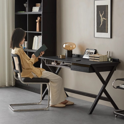 Woody Auraモダンブラックワーキングデスク