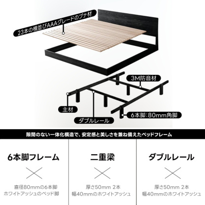 Woody Auraモダンエレガンスフロートベッド