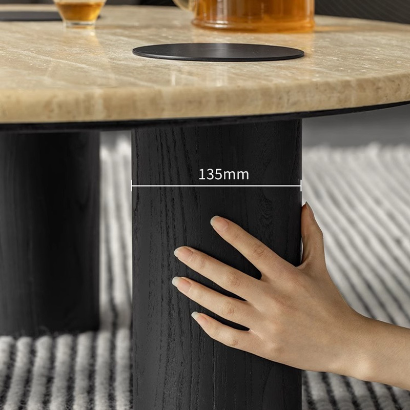 Woody Aura天然トラバーチン製コーヒーテーブル