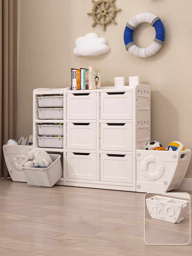 船型おもちゃ収納ラック | 多機能で安全な子供部屋収納ソリューション