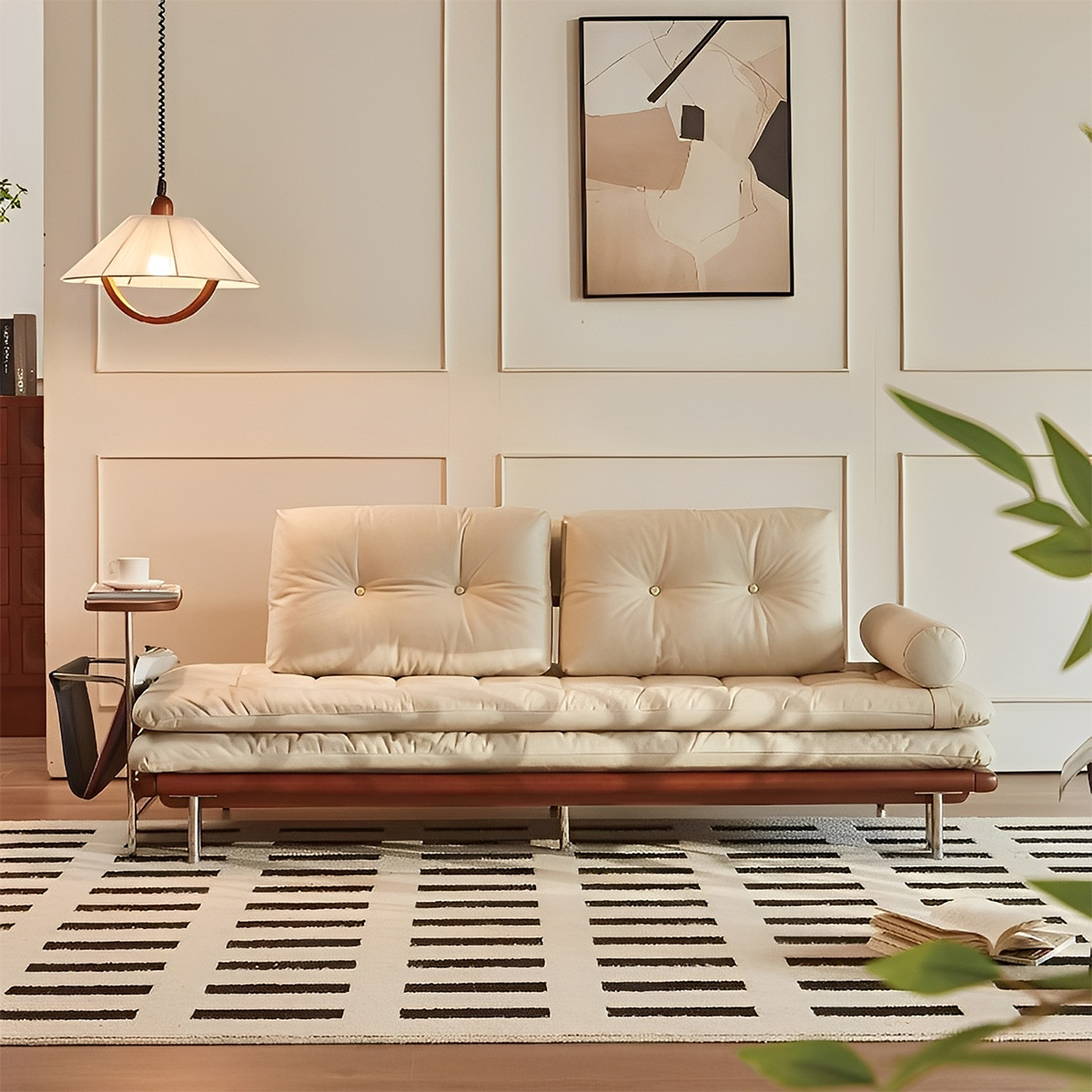 360°回転テーブル収納ポケット付きソファベッド