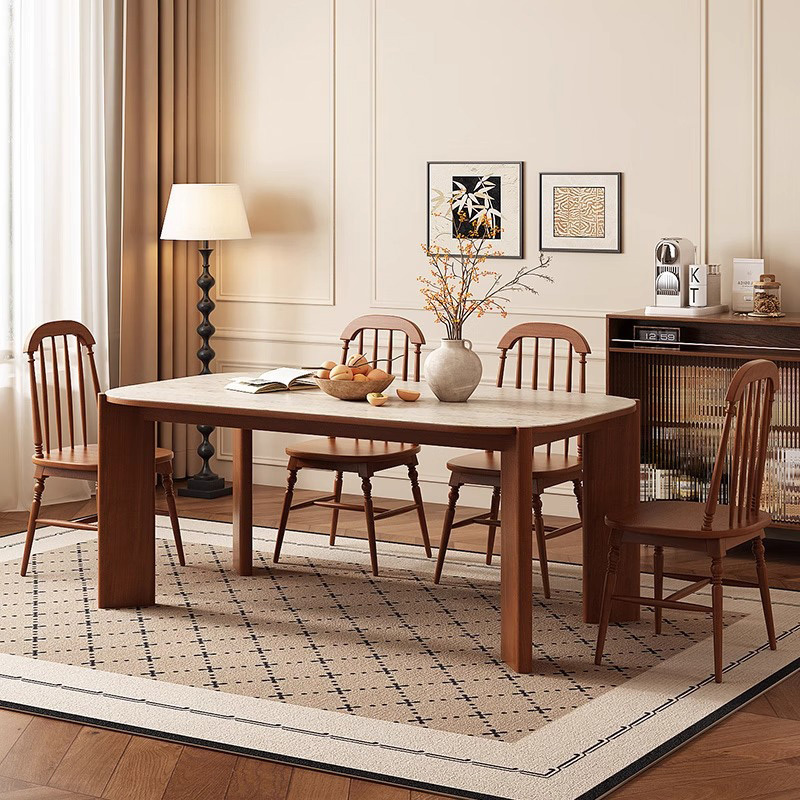 北欧セラミック+天然木ダイニングテーブル