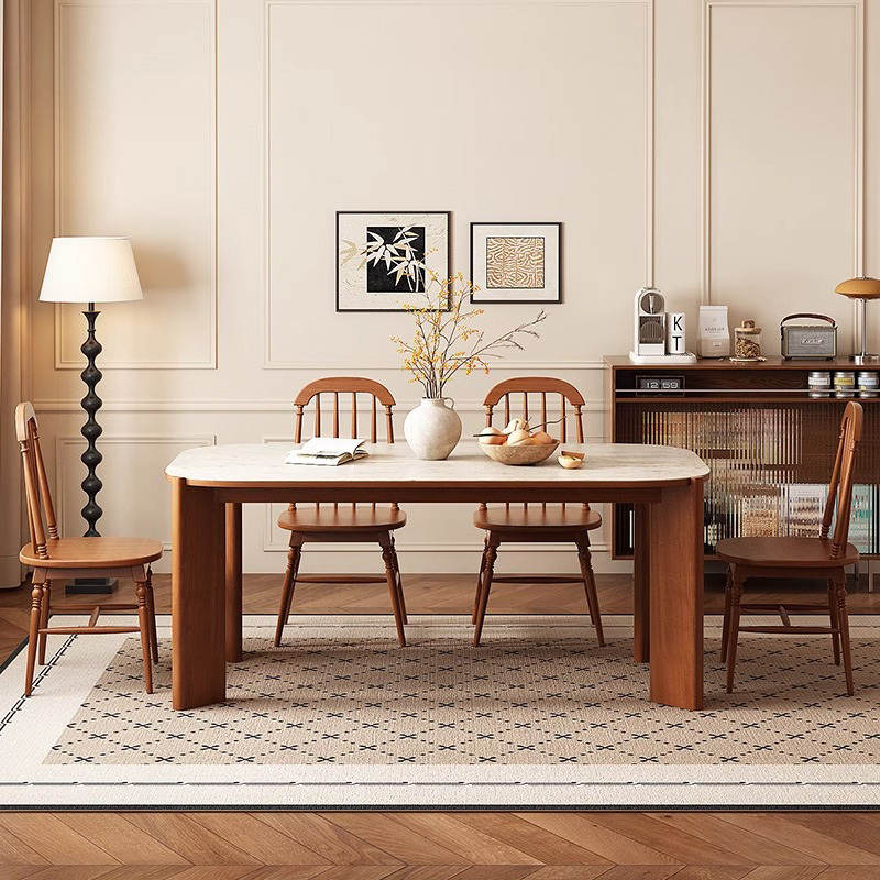 北欧セラミック+天然木ダイニングテーブル