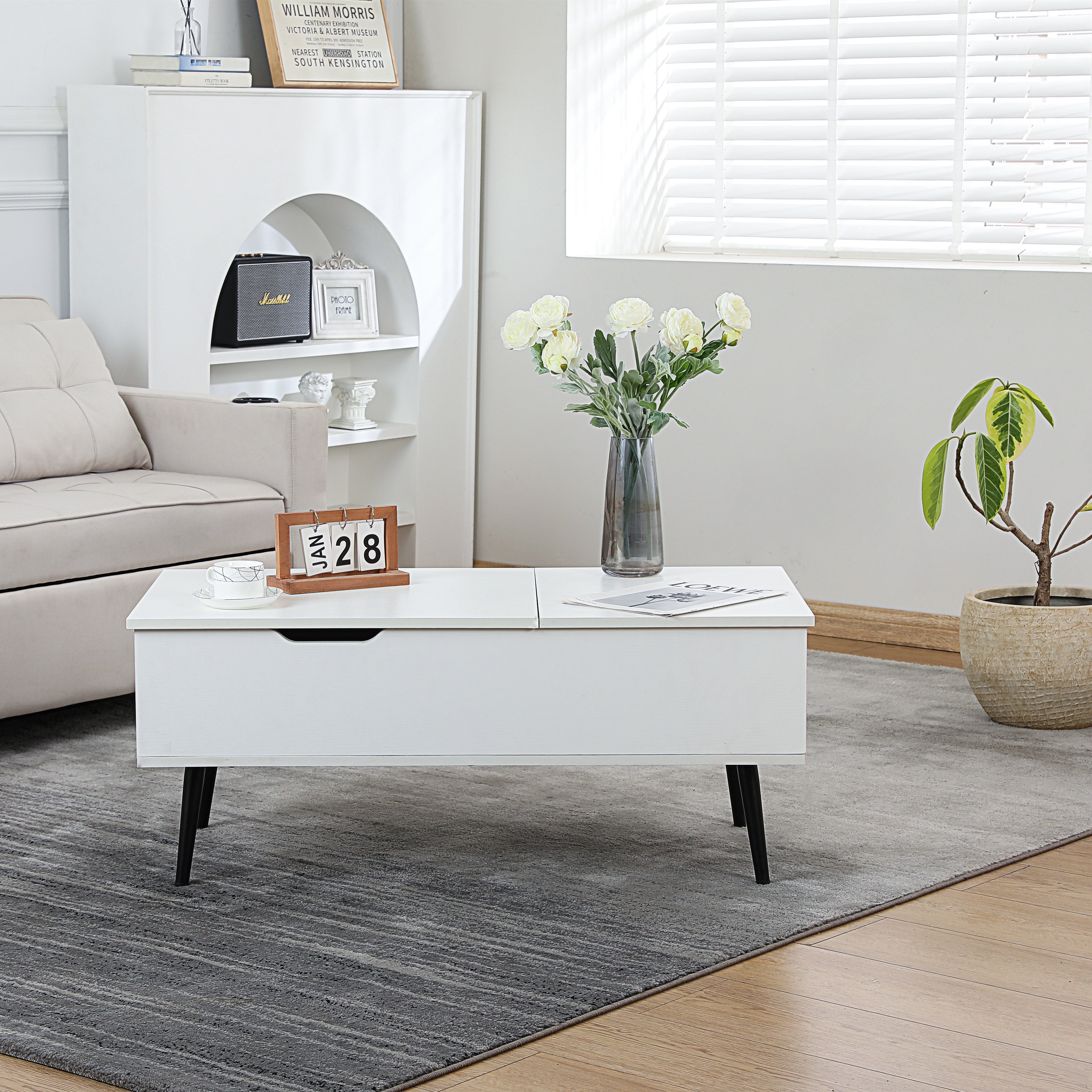 収納付き昇降式ローテーブル | 高さ調整可能で便利なスタイリッシュ