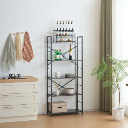 北欧風スリムオープンラック | 不規則棚でディスプレイも