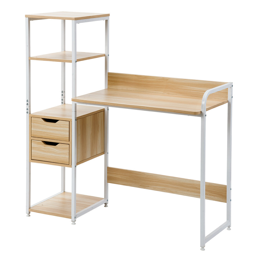 木製収納ラック付きパソコンデスク