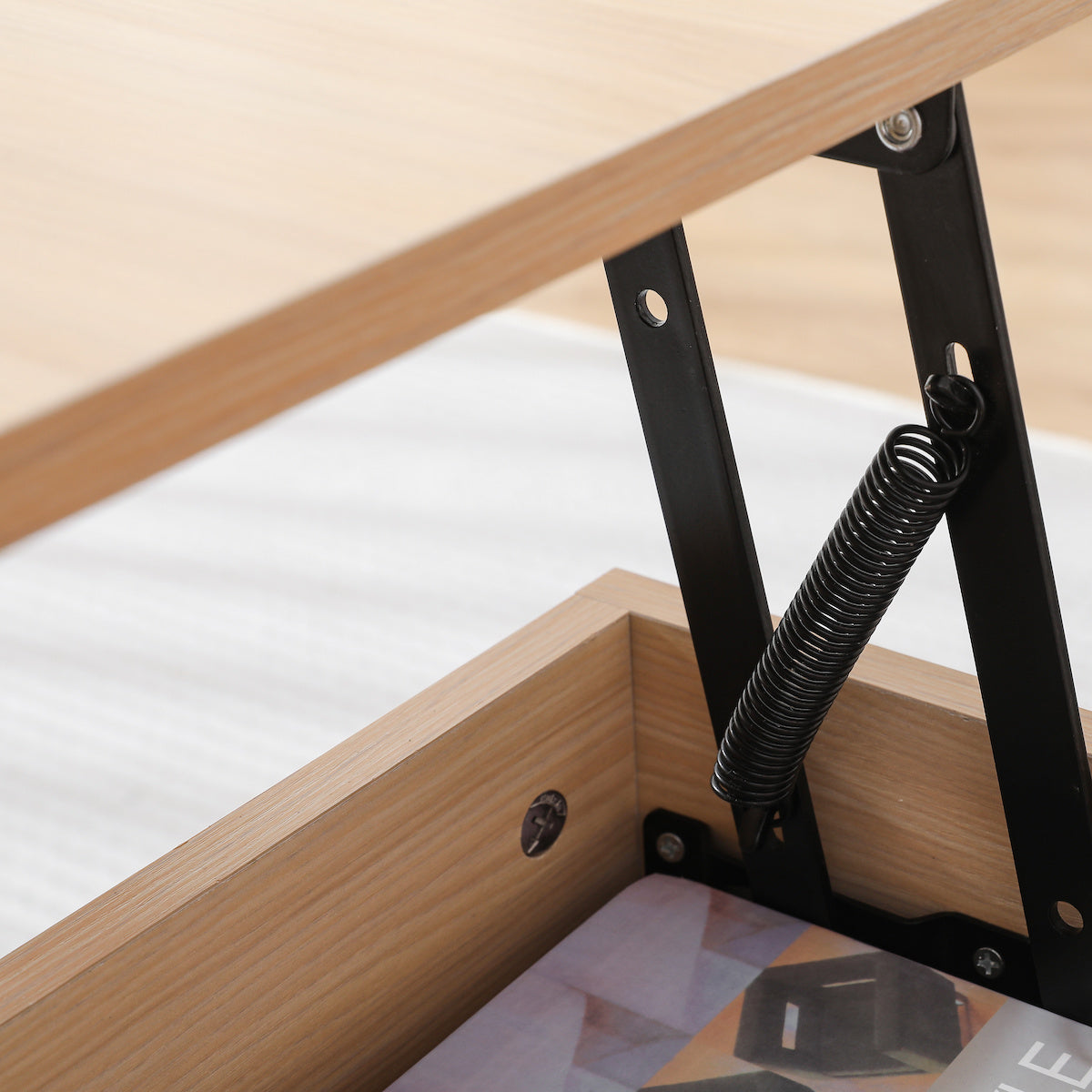 木製昇降式収納ローテーブル | 機能性とインテリア性を兼ね備えた多