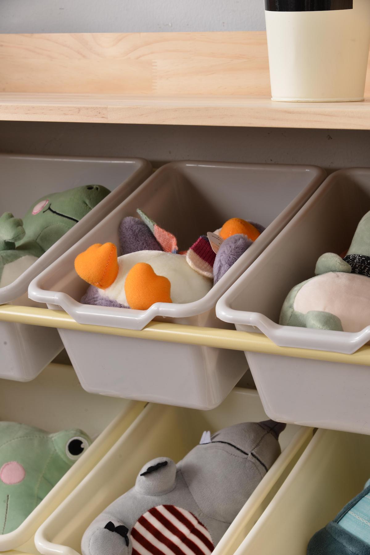 木製ラック　子供部屋のおもちゃ入れに最適 現役ママが考えた キッズラック おもちゃ収納 天然木 幅80 高さ調節 4