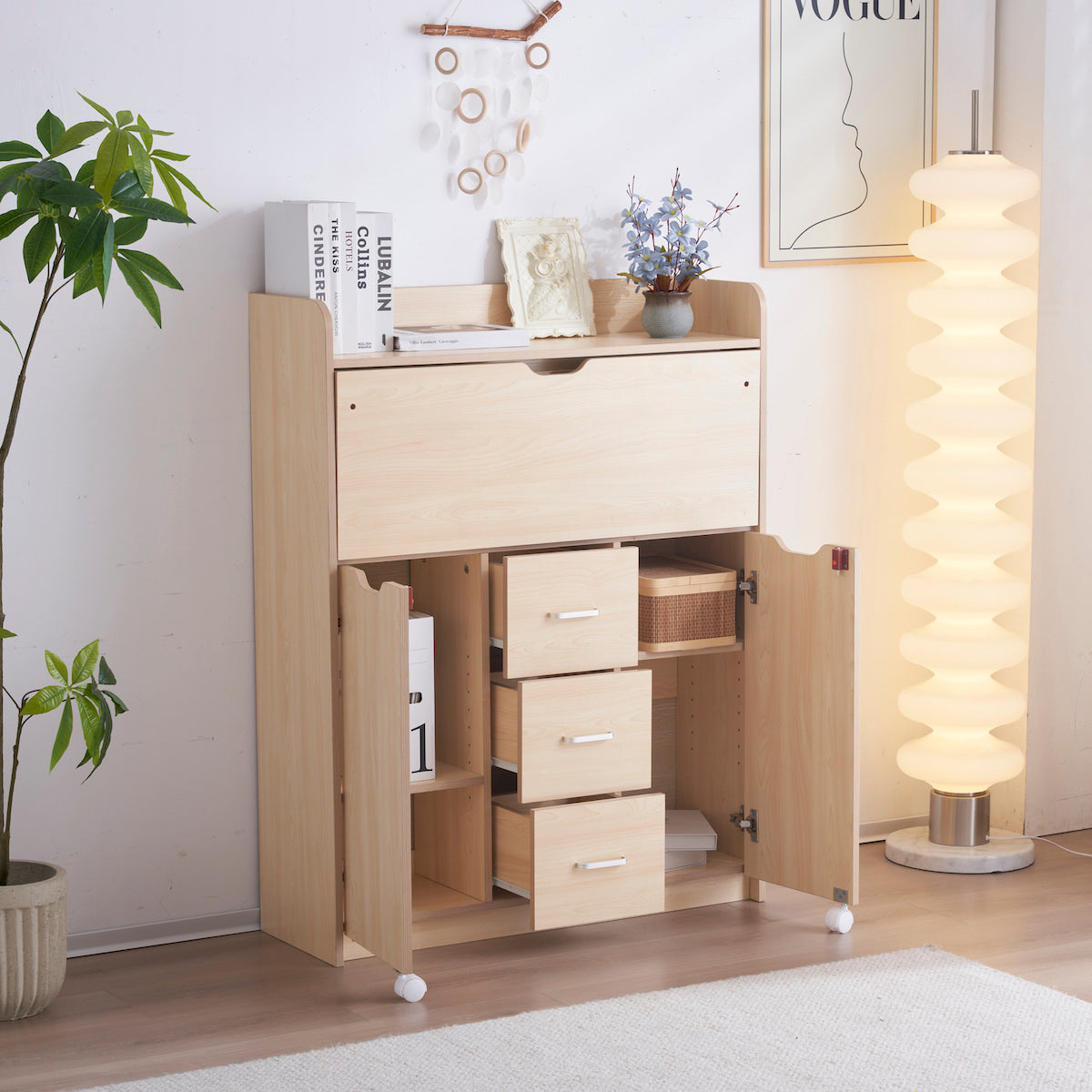 木目調引き出し勉強机 | スペースを有効活用できる実用的な設計 – CAGUUU