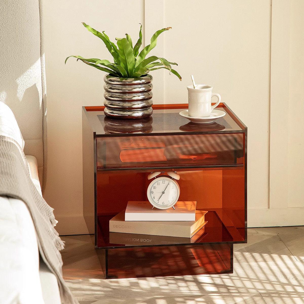 MonoLucent 引き出し付きアクリルナイトテーブル