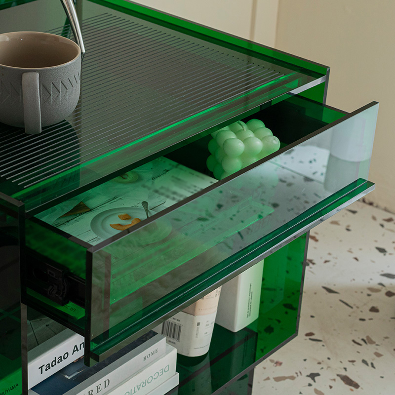 引き出し付きアクリルナイトテーブル | インテリアに溶け込むシンプル