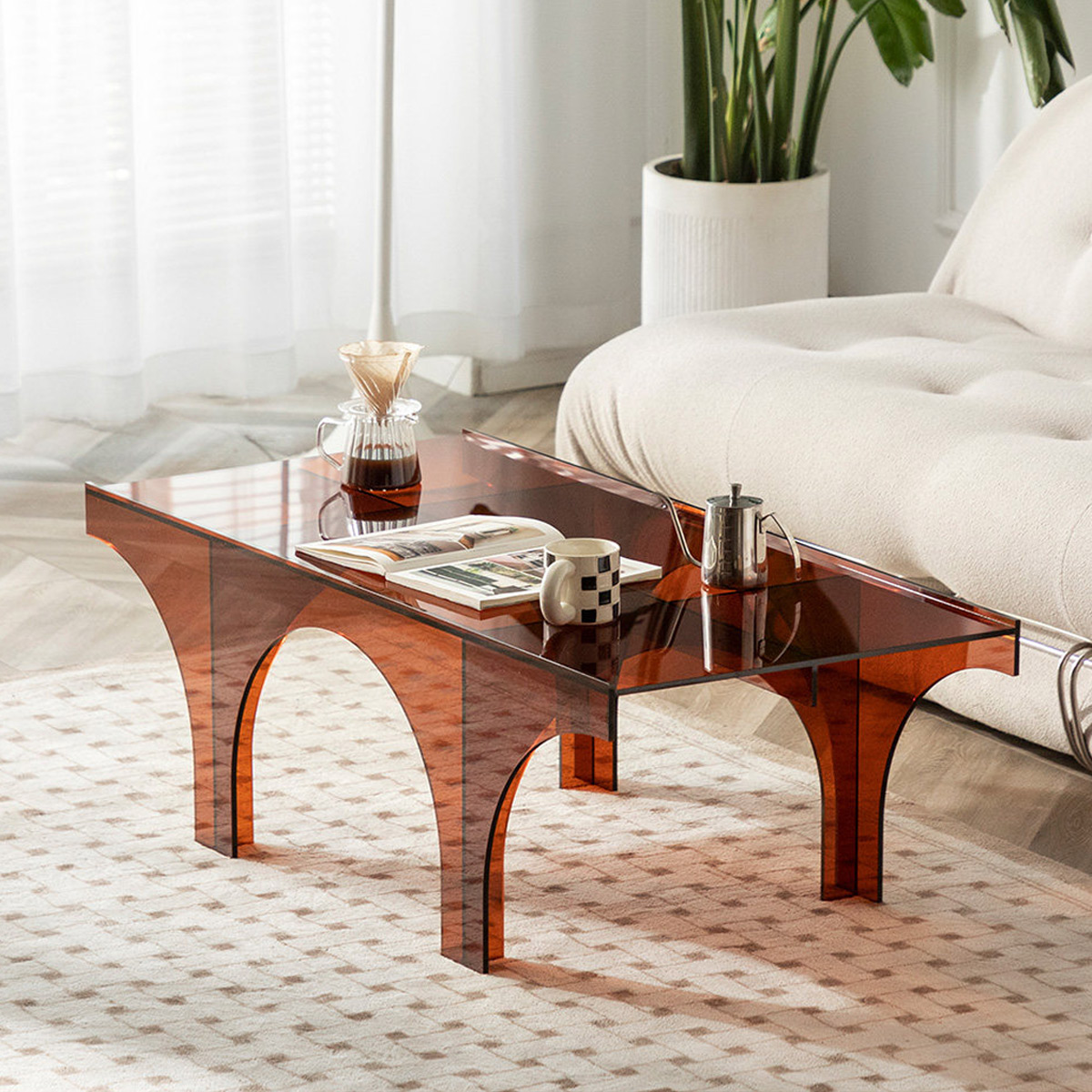 ツゲ材 天板昇降式ソファサイドテーブル | ヴィンテージ感漂う高さ調整