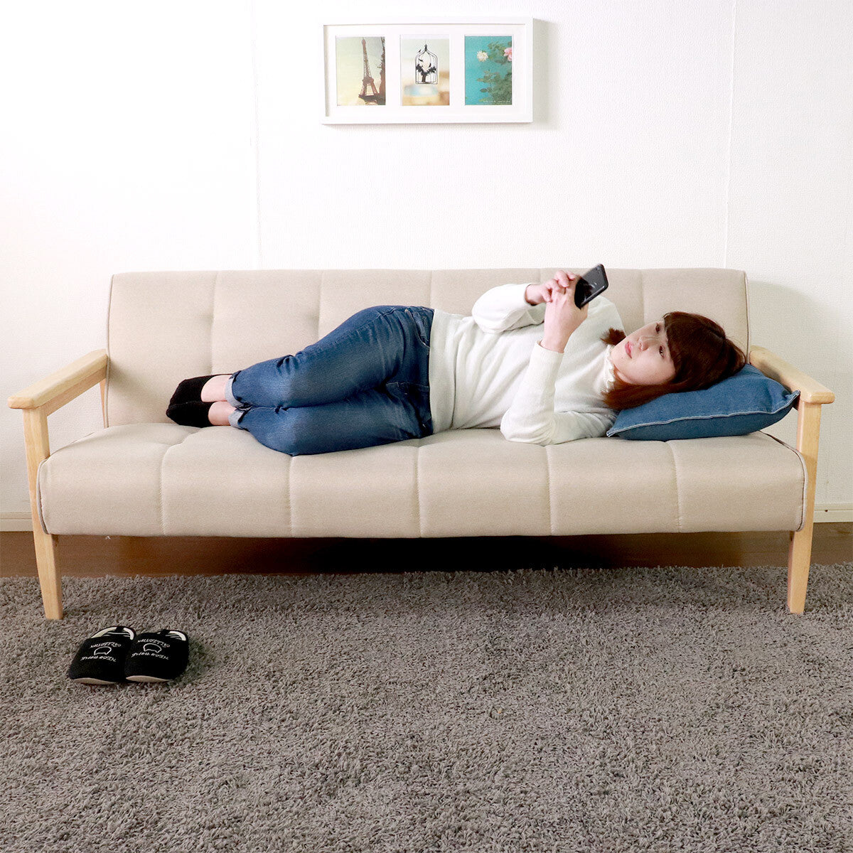 レトロファブリック2人/3人掛けソファ | 見た目の愛らしさと使い心地を