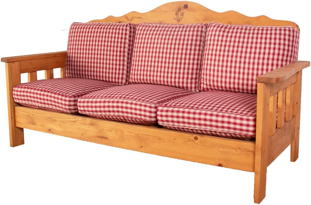 カントリーパイン材無垢天然オイル塗装3人掛けソファ | 素朴な温もりと