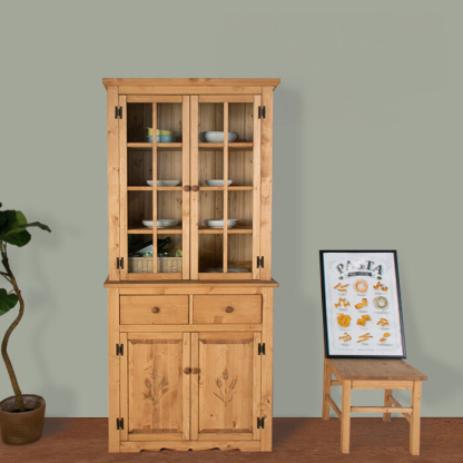 カントリーパイン材無垢天然オイル塗装食器棚 – CAGUUU