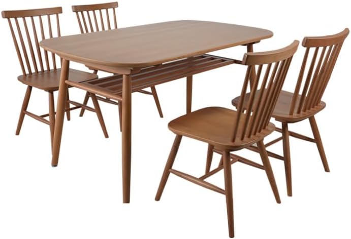 ナチュラル木棚付きダイニングセット | 素朴な風合いと機能性を両立