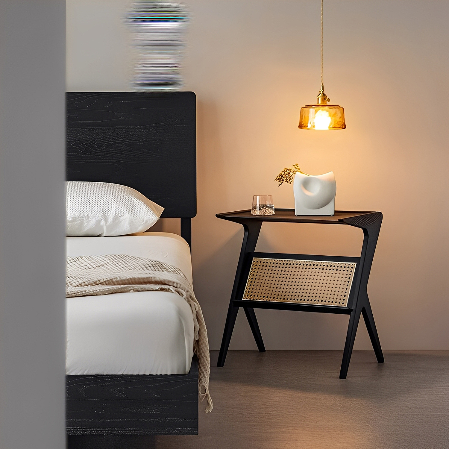 天然木ラタン調サイドテーブル Woody Aura天然木ラタン調サイドテーブル – CAGUUU