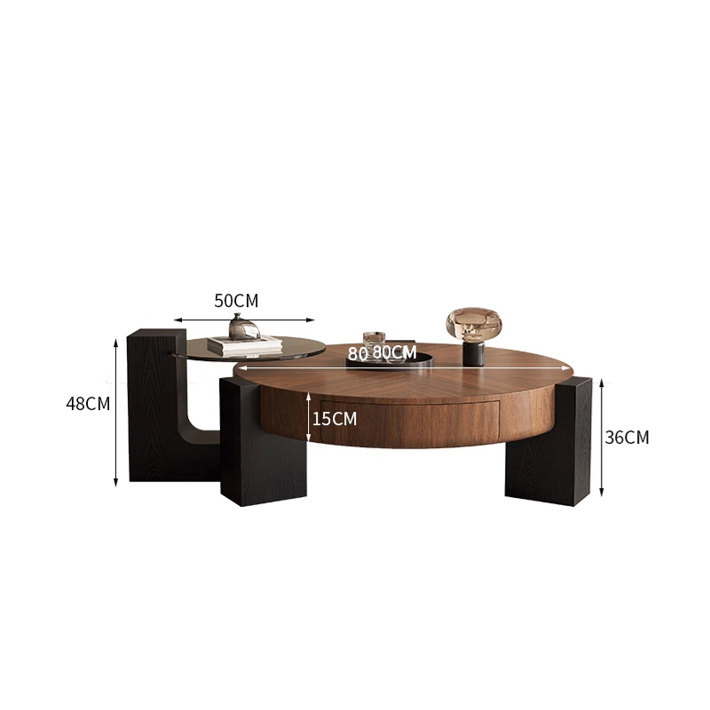 引き出し付きビンテージ風センターテーブルセット