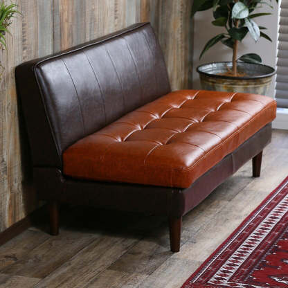 2人掛けベンチソファ | ヴィンテージ調の風合いと高級感ある