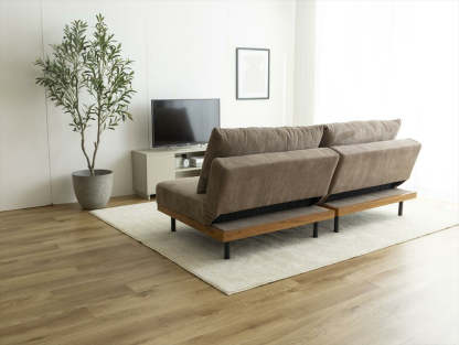 コーデュロイ木目柄アイアンリクライニングソファ | モダンなデザイン